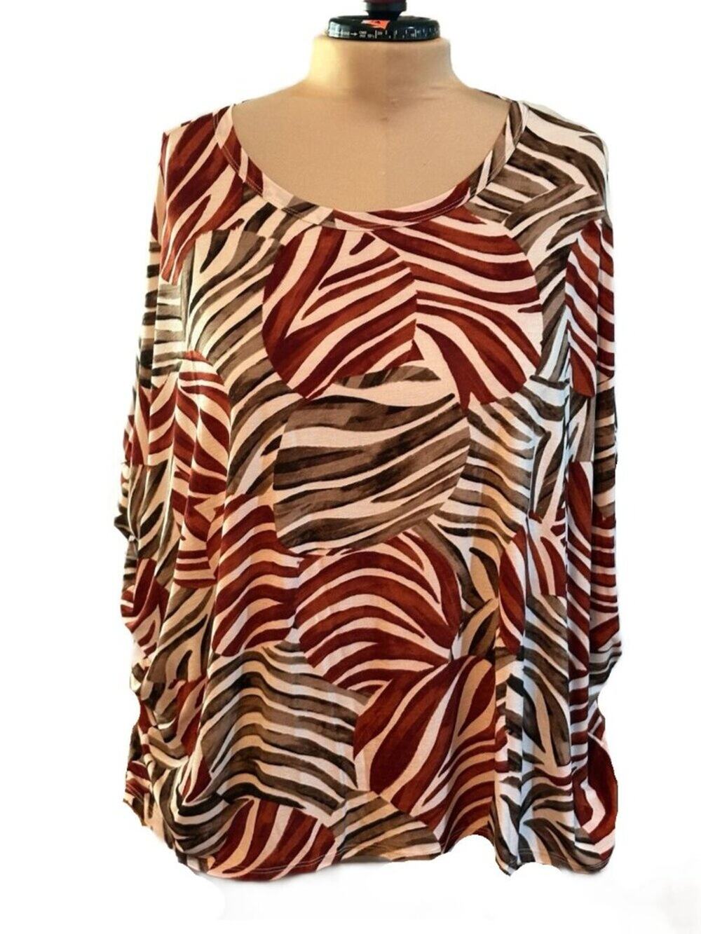 Dear Scarlett Women's Size L Oversized Blouse Abstract Fall Leaf Print NWT